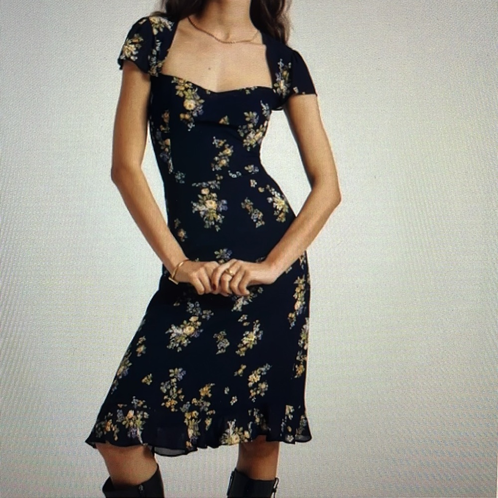 Reformation Rosi Dress in Vittoria Size 8 Blue Floral